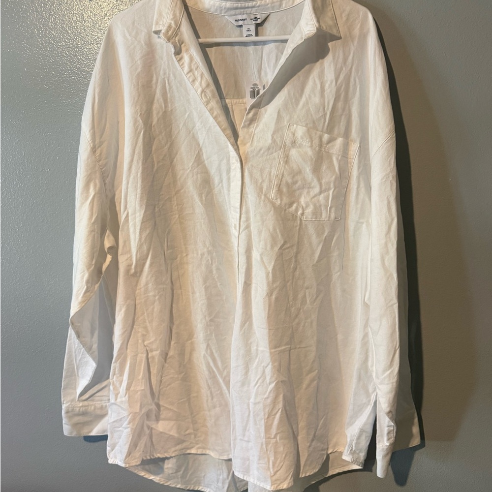 Old Navy White Boyfriend Shirt XL Tall